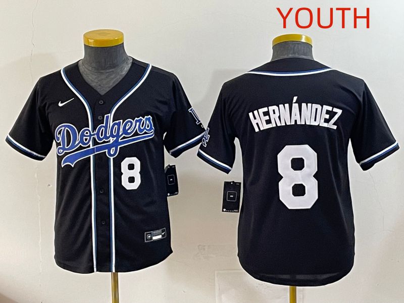 Youth 2025 Los Angeles Dodgers #8 Hernandez Black Three generations Fashion Nike MLB Jersey style 4->youth mlb jersey->Youth Jersey